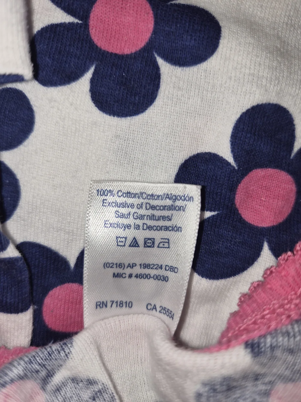 Gerber Baby Floral Sleep Gown - White with Navy & Pink Flowers 0-6 Months